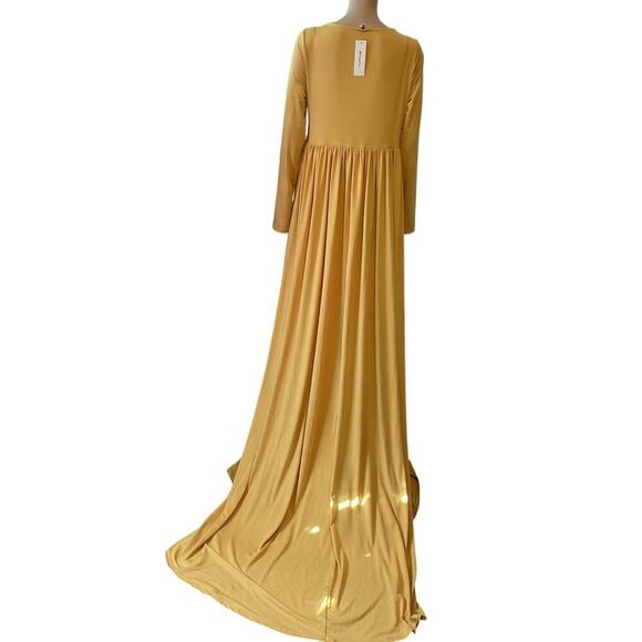 New oc order plus YellowGold Layer Lagenlook JerseyKnit Long Sleeve Maxi Dress L - Picture 7 of 10